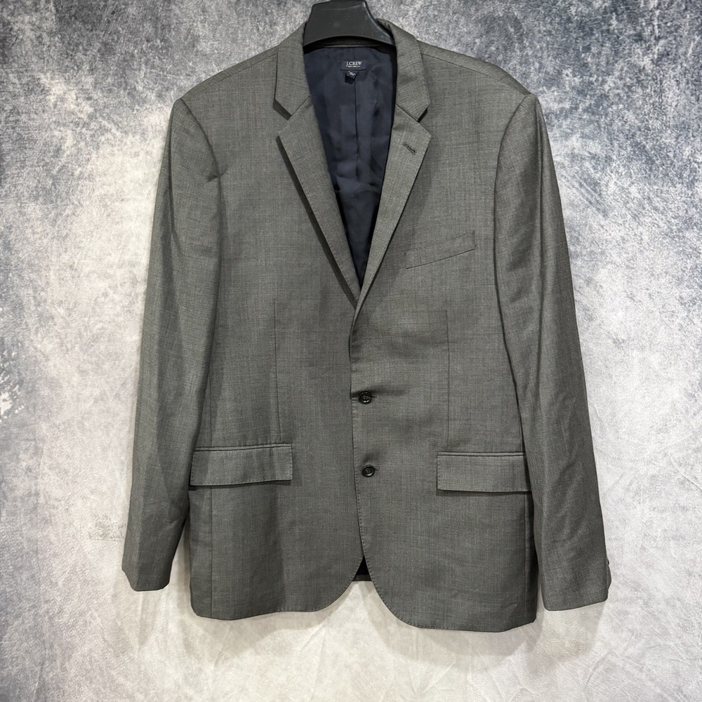 J.Crew Ludlow Wool Blazer Sport Coat Mens 44L Charcoal Gray Tollegno 1900 Italy
